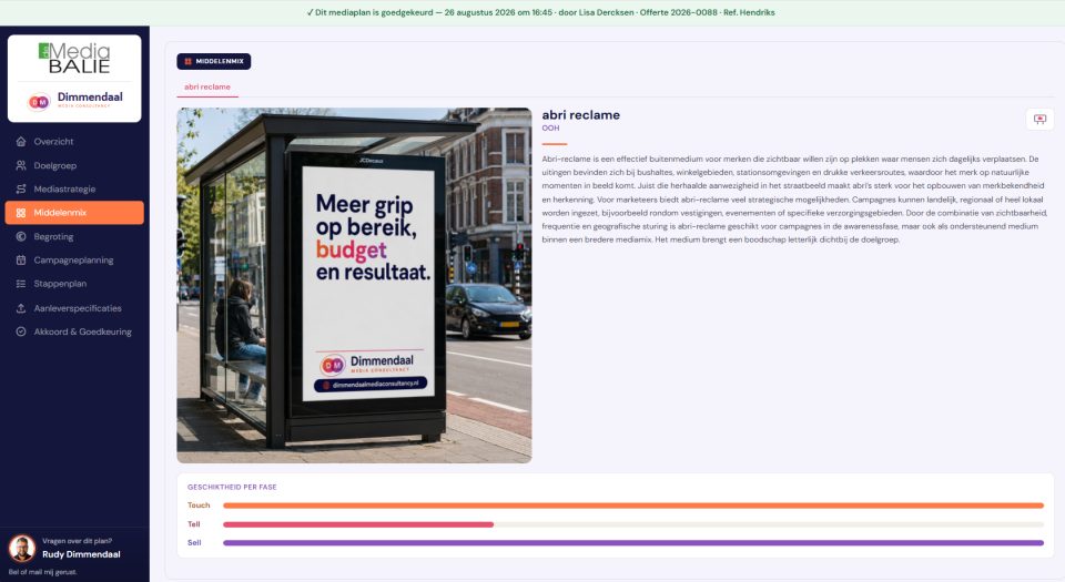 Hetzelfde dashboard op een tablet in liggende stand